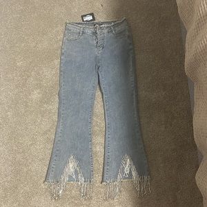 Women’s Rhinestone Flare/wide leg jeans Western Glam